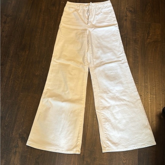 Good American Good Waist High Rise Wide Leg Palazzo Jeans in White Sz 8/29 - Picture 5 of 11